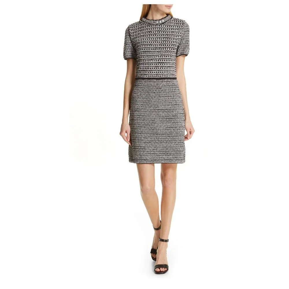 NWT TORY BURCH Embellished Tweed Sheath Dress, Large